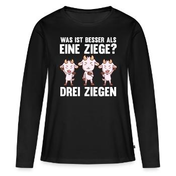 Ziegenbauer Ziegen Ziege - Frauen Premium Bio Langarmshirt - Schwarz - Vorne - Julia (174cm)
