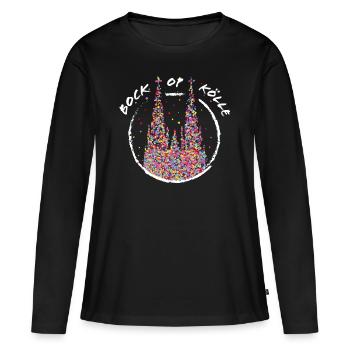 Kölle Karneval Köln Kölner Dom Konfetti - Frauen Premium Bio Langarmshirt - Schwarz - Vorne - Julia (174cm)