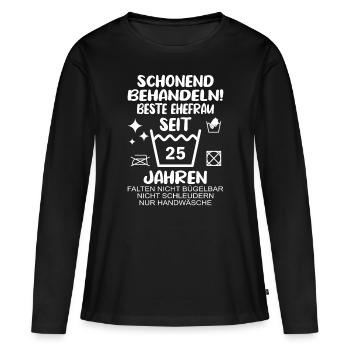 Silberne Hochzeit Ehefrau 25 Hochzeitstag - Frauen Premium Bio Langarmshirt - Schwarz - Vorne - Julia (174cm)