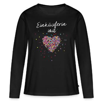 Einkäuferin mit Herz Geschenkidee - Frauen Premium Bio Langarmshirt - Schwarz - Vorne - Julia (174cm)