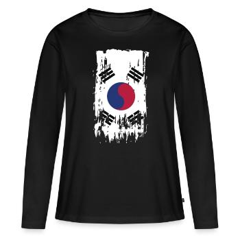 Corée du Sud Corée du Sud Corée du Sud - T-shirt manches longues Premium bio Femme - noir - Devant - Julia (174cm)