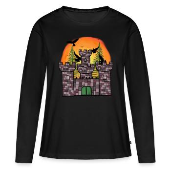 Mittelalter Ritter Festung Schloss Märchen Kinder - Frauen Premium Bio Langarmshirt - Schwarz - Vorne - Julia (174cm)