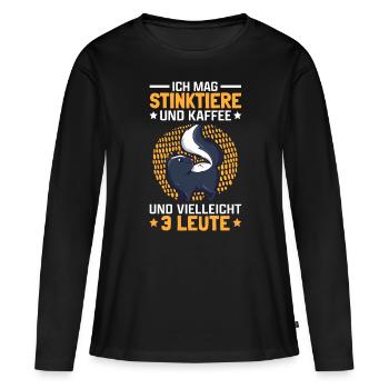 Stinktier und Kaffee Stinkdachs Skunk - Frauen Premium Bio Langarmshirt - Schwarz - Vorne - Julia (174cm)