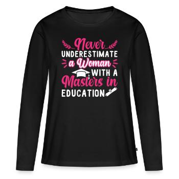 Diplôme de maîtrise en éducation - T-shirt manches longues Premium bio Femme - noir - Devant - Julia (174cm)