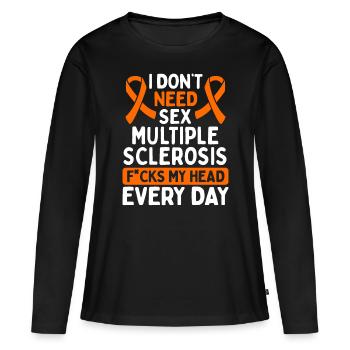 Multiple Sclerosis Awareness Orange MS Ribbon - Frauen Premium Bio Langarmshirt - Schwarz - Vorne - Julia (174cm)