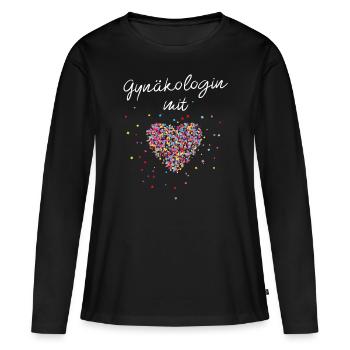 Gynäkologin Mit Herz Ärztin Gynäkologie - Frauen Premium Bio Langarmshirt - Schwarz - Vorne - Julia (174cm)