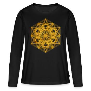Cube métatrons de dimension géométrique - T-shirt manches longues Premium bio Femme - noir - Devant - Julia (174cm)