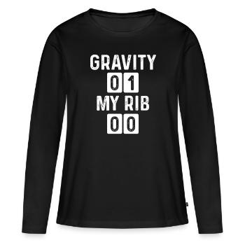 Drôle de côte cassée Gravité Survivant de côte cassée - T-shirt manches longues Premium bio Femme - noir - Devant - Julia (174cm)