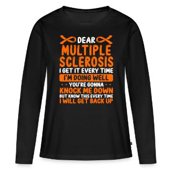 Multiple Sclerosis Awareness Month MS Ribbon - Frauen Premium Bio Langarmshirt - Schwarz - Vorne - Julia (174cm)