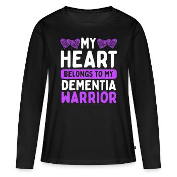 Sensibilisation à la démence Dement Alzheimer’s Warrior - T-shirt manches longues Premium bio Femme - noir - Devant - Julia (174cm)