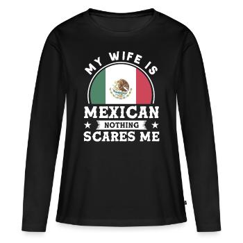 Drapeau mexicain Mexicain Fier Mexicain - T-shirt manches longues Premium bio Femme - noir - Devant - Julia (174cm)