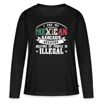 Fier mexicain Drapeau mexicain mexicain - T-shirt manches longues Premium bio Femme - noir - Devant - Julia (174cm)