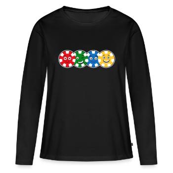 Joueurs de poker Jetons de poker Face Poker - T-shirt manches longues Premium bio Femme - noir - Devant - Julia (174cm)