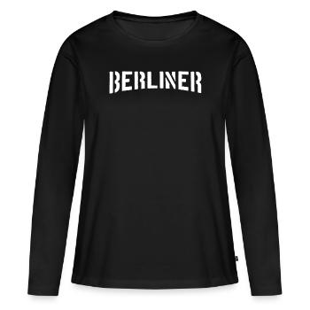Berlin Berliner - Frauen Premium Bio Langarmshirt - Schwarz - Vorne - Julia (174cm)