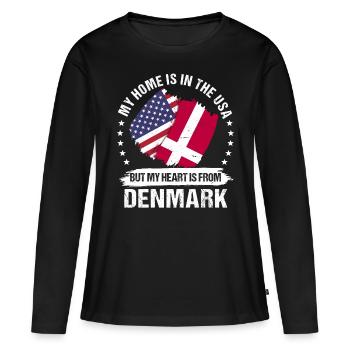 American Patriot Denmark Flag Danish Roots - Women's Premium Organic Long Sleeve Shirt - black - Front - Julia (174cm)