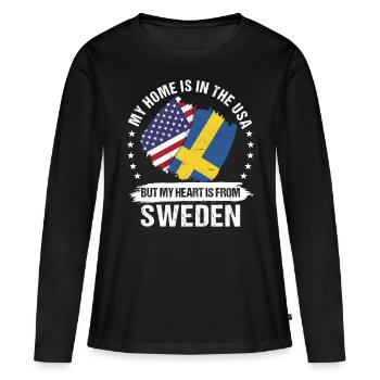 American Patriot Sweden Flag Swedish Roots - Frauen Premium Bio Langarmshirt - Schwarz - Vorne - Julia (174cm)