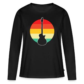 E Guitare Rétro - T-shirt manches longues Premium bio Femme - noir - Devant - Julia (174cm)
