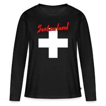 Suisse Suisse - T-shirt manches longues Premium bio Femme - noir - Devant - Julia (174cm)