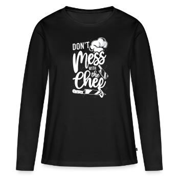 Cuisine Cuisine Chef de cuisine ne pas - T-shirt manches longues Premium bio Femme - noir - Devant - Julia (174cm)
