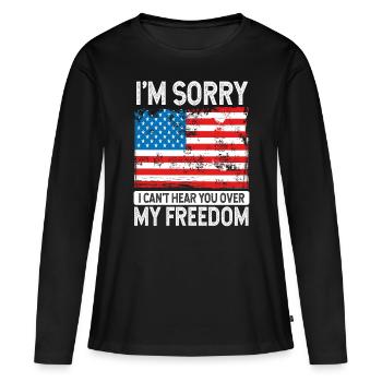 4th of July Ribbon American Flag 4th of July Men - Frauen Premium Bio Langarmshirt - Schwarz - Vorne - Julia (174cm)