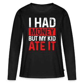 Fête des Pères Papa de Fils Papa de Fille Papa - T-shirt manches longues Premium bio Femme - noir - Devant - Julia (174cm)