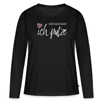 Putzen Putzfrau Reinigungskraft Geschenk - Frauen Premium Bio Langarmshirt - Schwarz - Vorne - Julia (174cm)