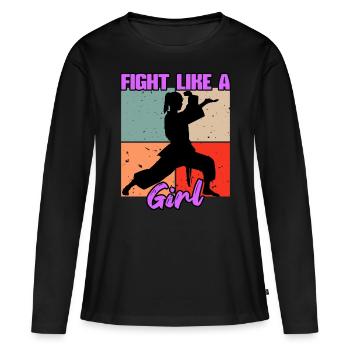 Karaté Femmes Arts Martiaux Arts Martiaux Cadeau - T-shirt manches longues Premium bio Femme - noir - Devant - Julia (174cm)