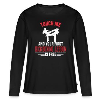 Kickboxing Kickboxer Arts Martiaux Boxer Sparring - T-shirt manches longues Premium bio Femme - noir - Devant - Julia (174cm)