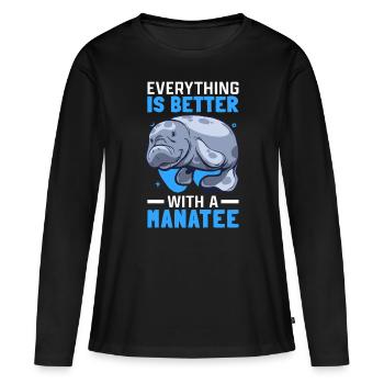 Alles ist besser mit Seekühen Manati Seekuh - Frauen Premium Bio Langarmshirt - Schwarz - Vorne - Julia (174cm)