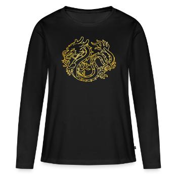 Dragon chinois - T-shirt manches longues Premium bio Femme - noir - Devant - Julia (174cm)