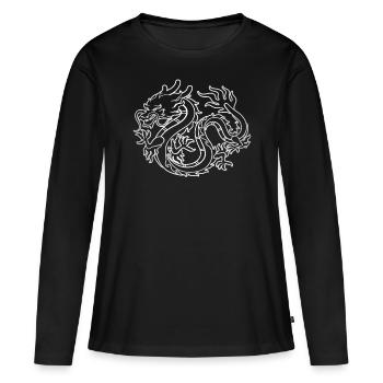 Dragon chinois - T-shirt manches longues Premium bio Femme - noir - Devant - Julia (174cm)