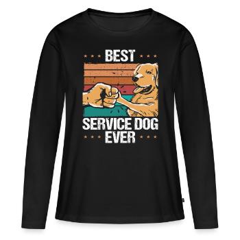 Harnais pour chien d’assistance dans l’animal de soutien de formation - T-shirt manches longues Premium bio Femme - noir - Devant - Julia (174cm)