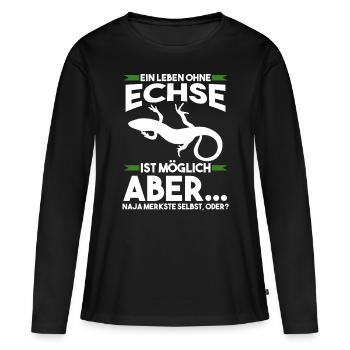 Terrarium Echse Echsen - Frauen Premium Bio Langarmshirt - Schwarz - Vorne - Julia (174cm)