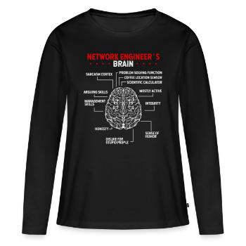 Network Engineering Brain Server Network Engineer - Frauen Premium Bio Langarmshirt - Schwarz - Vorne - Julia (174cm)