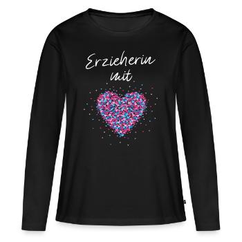 Erzieherin Kindergarten Kita Kiga Kindergärtnerin - Frauen Premium Bio Langarmshirt - Schwarz - Vorne - Julia (174cm)
