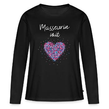 Masseurin mit Herz Physiotherapie - Frauen Premium Bio Langarmshirt - Schwarz - Vorne - Julia (174cm)