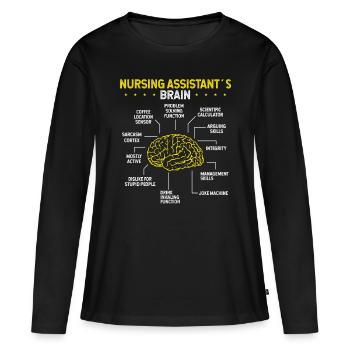 CNA Nursing Asssistant Badge Holder Nursing - T-shirt manches longues Premium bio Femme - noir - Devant - Julia (174cm)