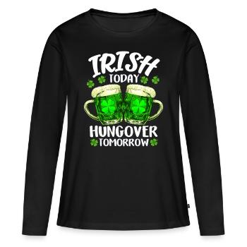 St. Patrick's Day Cloverleaf Irish Beer Gift - Women's Premium Organic Long Sleeve Shirt - black - Front - Julia (174cm)