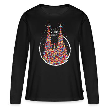 Köln Kölner Karneval Fasching Konfetti - Frauen Premium Bio Langarmshirt - Schwarz - Vorne - Julia (174cm)