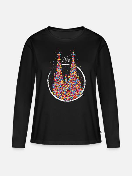 Köln Kölner Karneval Fasching Konfetti - Frauen Premium Bio Langarmshirt - Schwarz