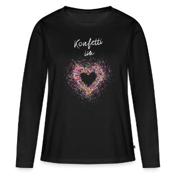 Konfetti im Herz Karneval Konfetti Köln - Frauen Premium Bio Langarmshirt - Schwarz - Vorne - Julia (174cm)
