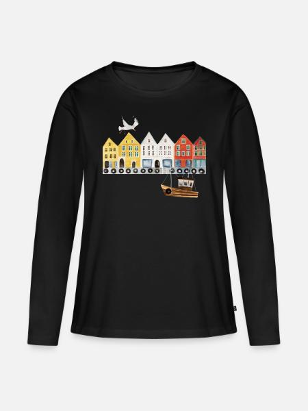 Bergen Norwegen - Frauen Premium Bio Langarmshirt - Schwarz