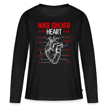 Infirmière éducatrice Accessoires de formation des infirmières - T-shirt manches longues Premium bio Femme - noir - Devant - Julia (174cm)