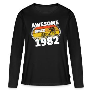40ème anniversaire né 1982 Génial depuis 1982 - T-shirt manches longues Premium bio Femme - noir - Devant - Julia (174cm)