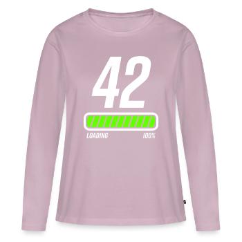 42e anniversaire 42 ans - T-shirt manches longues Premium bio Femme - rose poudré - Devant - Julia (174cm)