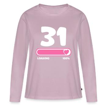31e anniversaire 31 ans - T-shirt manches longues Premium bio Femme - rose poudré - Devant - Julia (174cm)