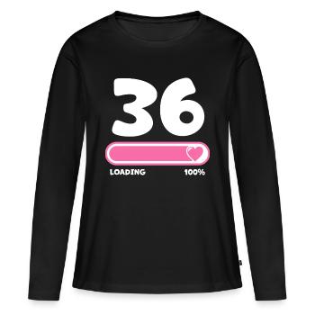36e anniversaire 36 ans - T-shirt manches longues Premium bio Femme - noir - Devant - Julia (174cm)