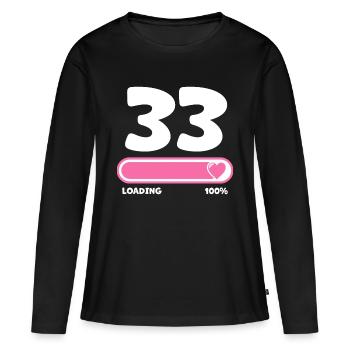 33ème anniversaire 33 ans - T-shirt manches longues Premium bio Femme - noir - Devant - Julia (174cm)