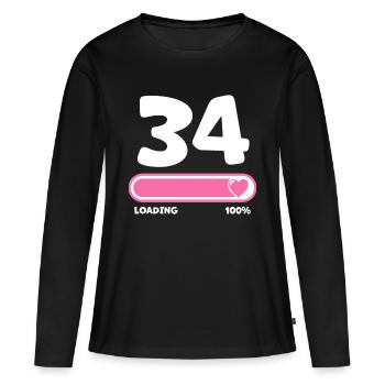 34ème anniversaire 34 ans - T-shirt manches longues Premium bio Femme - noir - Devant - Julia (174cm)