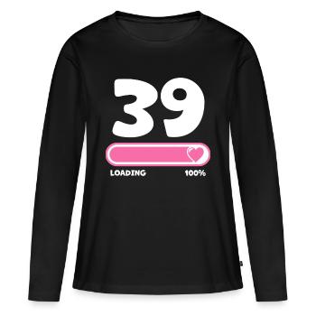 39e anniversaire 39 ans - T-shirt manches longues Premium bio Femme - noir - Devant - Julia (174cm)